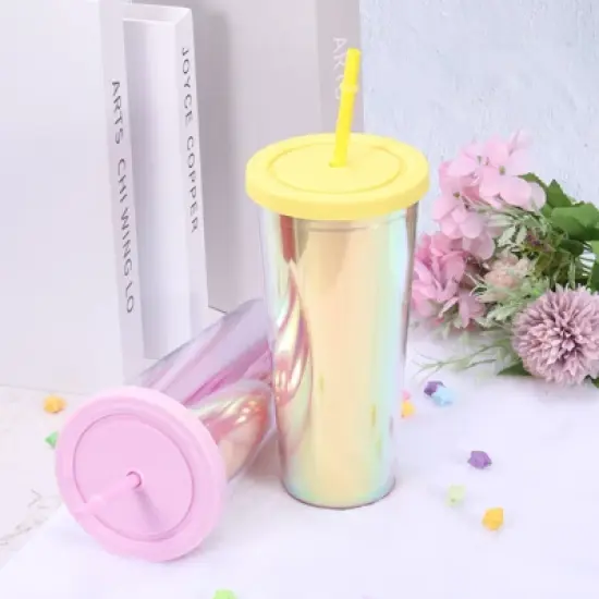 Unique Bargains Acrylic Insulated Double Wall Tumbler with Lid and Straw image {3}