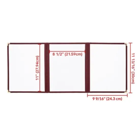 WeChef 30 Packs Restaurant Menu Covers 8.5 x 11" Triple Fold 3 Pages 6 Views Burgundy Red image {6}