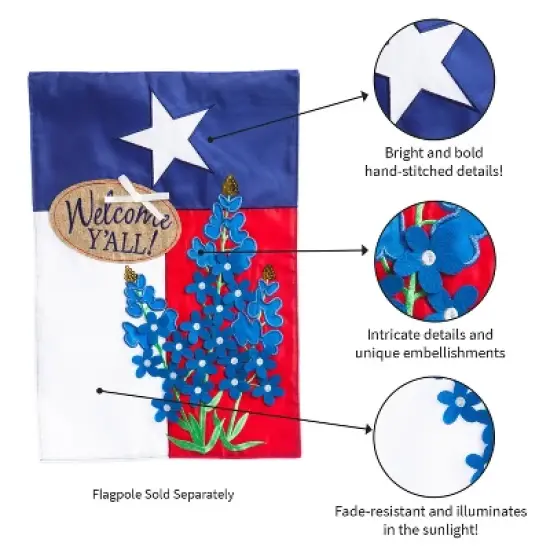 Evergreen Flag Texas Blue Bonnets Garden Applique Flag image {4}