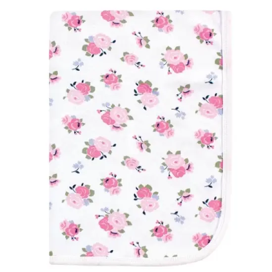 Luvable Friends Baby Girl Cotton Swaddle Blanket, Floral, One Size image {1}