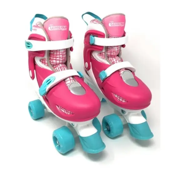 Chicago Skates Deluxe Kids' Quad Roller Skate Combo Set - Pink/White image {2}