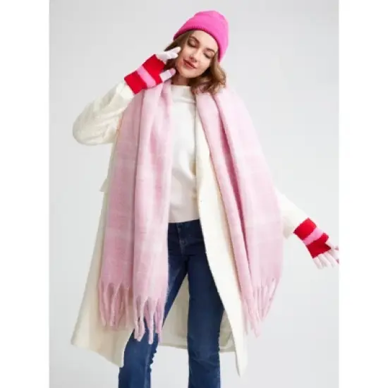 Shiraleah Light Pink Isadora Plaid Scarf image {2}