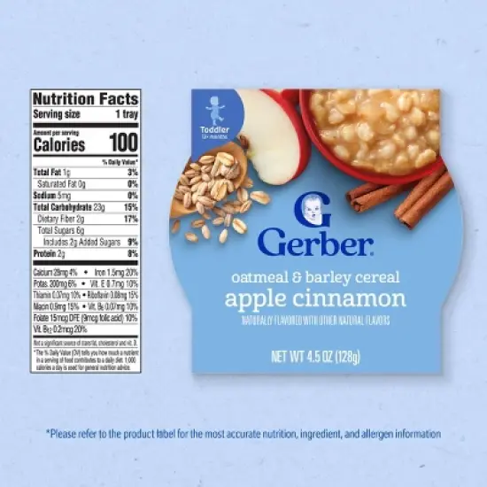 Gerber Baby Food Oatmeal & Barley Apple Cinnamon Baby Cereal - 4.5oz image {7}