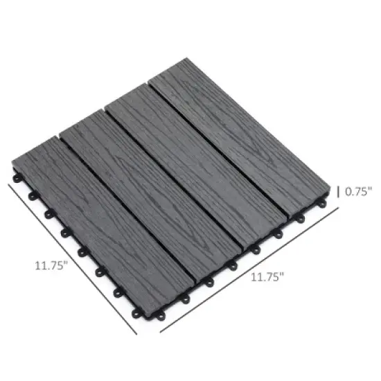 Outsunny Interlocking Deck Tiles, Pack of 11 Outdoor Flooring Patio Tiles, 12" x 12" image {1}