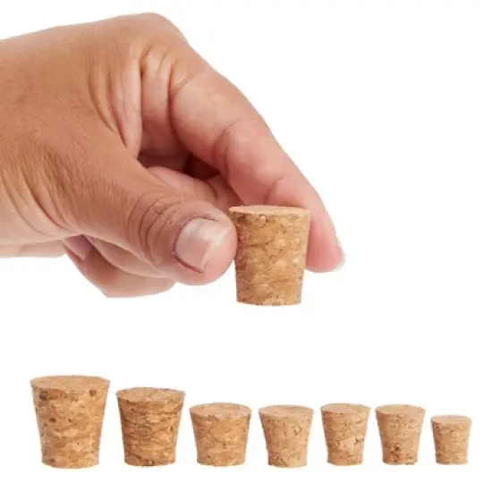 Juvale 80-Pcs Small Cork Stoppers Assorted Sizes - Mini Tapered Cork Plugs for Wine Bottles, Salt and Pepper Shakers, Crafts image {5}