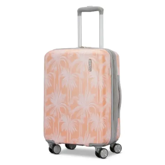 American Tourister Modern Hardside Carry On Spinner Suitcase - Coral Palms: Multicolored Botanical 4-Wheeler image {1}