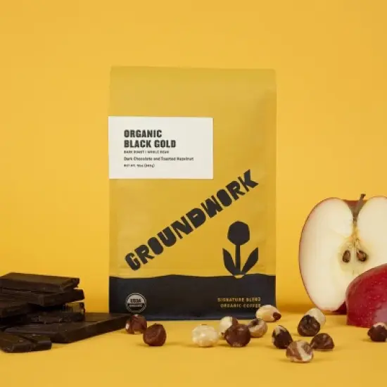 Groundwork Organic Black Gold Whole Bean Dark Roast Coffee - 12oz image {2}