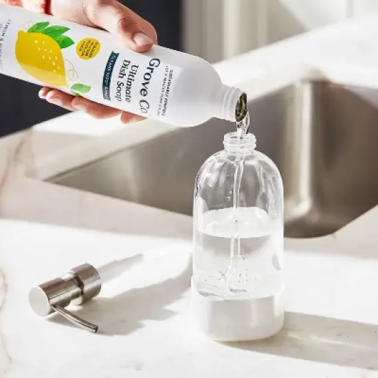 Grove Co. Dish Soap Glass Dispenser with White Silicone Sleeve image {2}