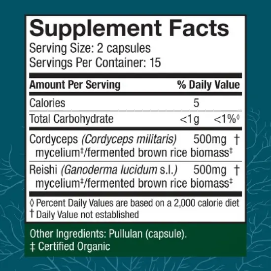 Host Defense, CordyChi Capsules, Mushroom Mycelium Supplement with Cordyceps and Reishi, Unflavored, 30 Ct. image {1}