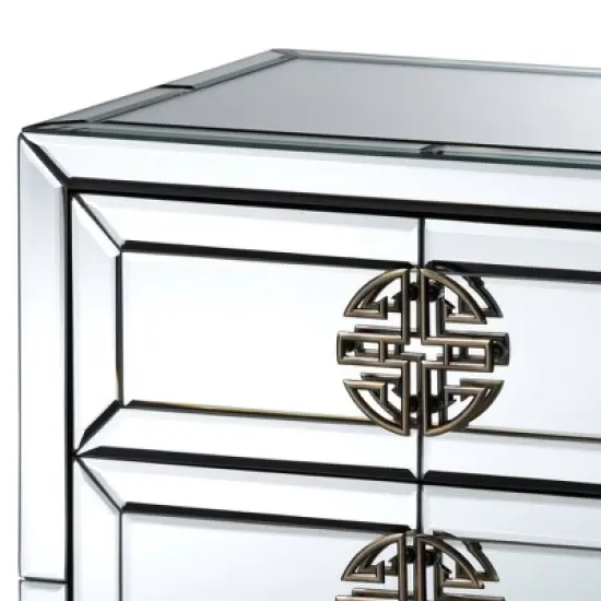 Laken 3 Drawers Mirrored Nightstand - Baxton Studio image {4}