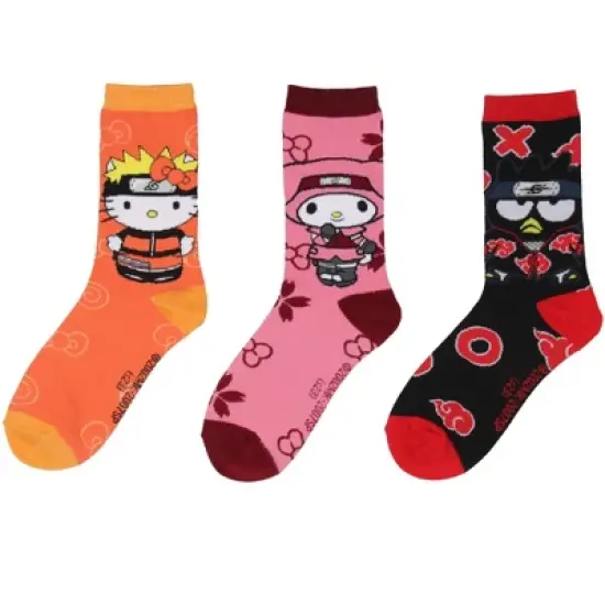Naruto Shippuden X Hello Kitty And Friends Adult 3-Pack Crew Socks image {5}