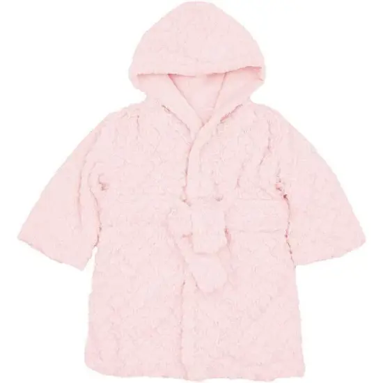 EVERYDAY KIDS Pink Baby Fleece Robe with Hood Cozy Hooded Bathrobe for Girls Ages 0-9 Months Soft, Warm, Lightweight Infant Sleepwear, Loungewear image {4}