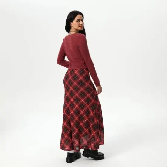 Women's Slight Fishtail Mesh Skirt - Wild Fable&trade; Red Plaid image {3}