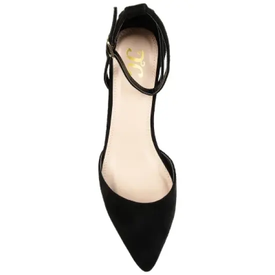 Journee Collection Womens Arkie Buckle Pointed Toe Sliver Wedge image {3}