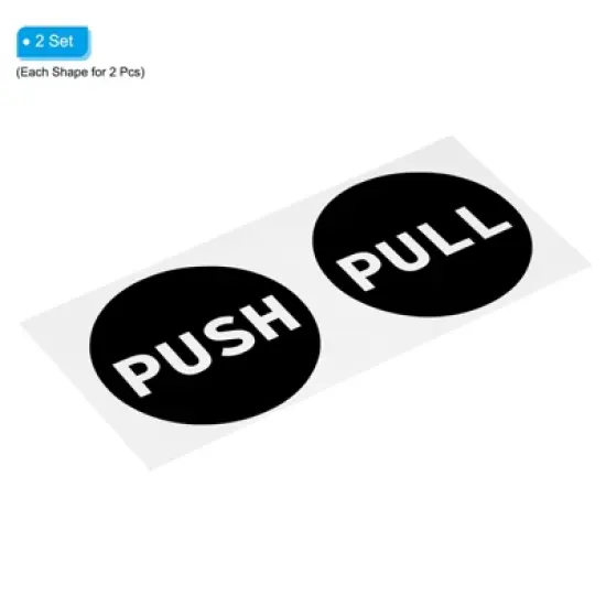 Unique Bargains PVC Self-Adhesive Waterproof Store Round Push Pull Door Sign 2 Set image {2}