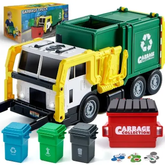 Garbage Truck Set, 16" Large Trash Truck Toys for Boys with Trash Can Lifter and Dumping Function, Toy Truck Birthday Gift for Boy Age 2-7 Years Old image {9}