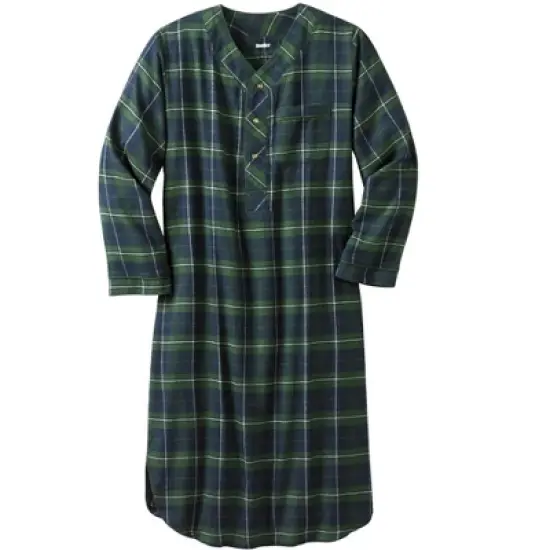 KingSize Men's Big & Tall Plaid Flannel Nightshirt Pajamas image {3}