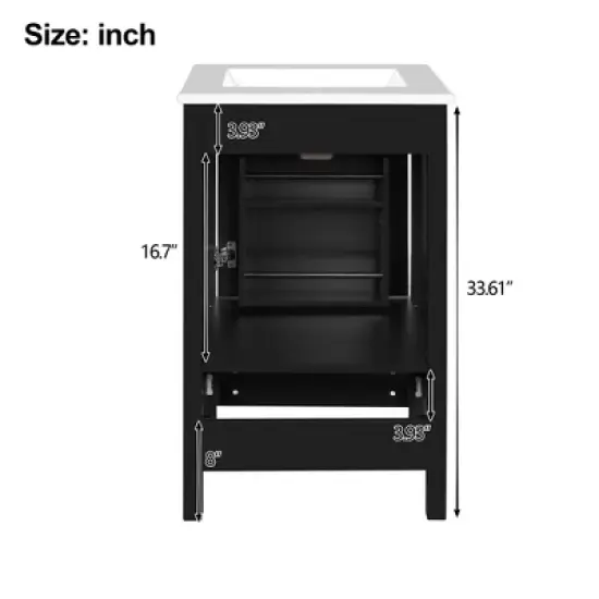 20-Inch Modern Bathroom Vanity with Ceramic Sink, Soft-Close Drawer & Door, Double-Layer Door Organizer, Divider Drawer, Adjustable Foot Pads image {1}