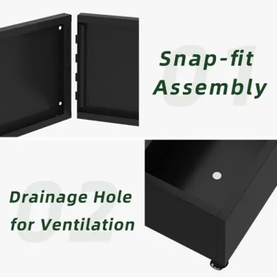 SpassWay 72"H Two-tone Patio Planter Box with Trellis Metal Raised Garden Bed Black Decorative Privacy Screen with Wheels image {5}