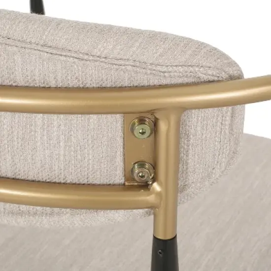 Christopher Knight Home Set of 2 Elmore Iron Upholstered Dining Chairs Beige/Black/Gold image {6}