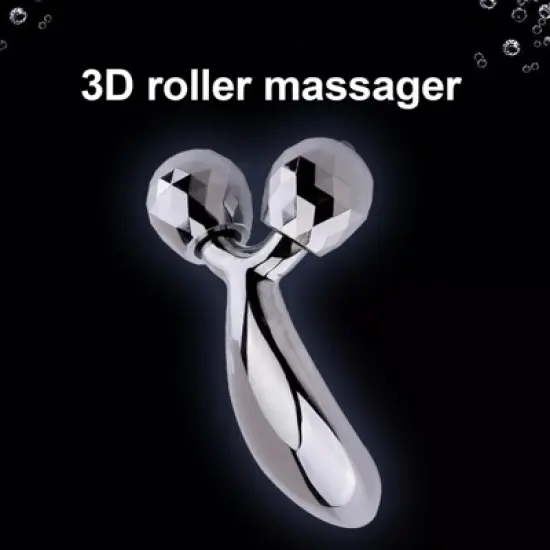 Evo Bytes Skinsculpt Massaging Beauty Roller Tool 3D Face Roller Metal Facial Massager - Silver image {4}