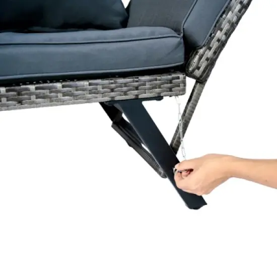 Whisen Wicker Patio Foldable Bench image {10}