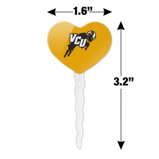 NCAA Virginia Commonwealth University Secondary Heart Love Cupcake Picks Toppers Decoration Set of 6 image {5}