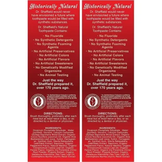 Dr. Sheffield's Certified Natural Cinnamon Toothpaste - 5oz/2pk image {3}