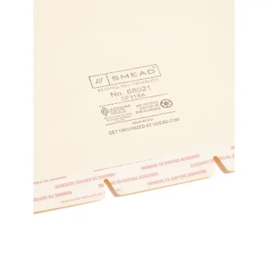 Smead Manila Self-Adhesive Folder Dividers w/Prepunched Slits 2-Sect Letter 100/Box 68021 image {3}