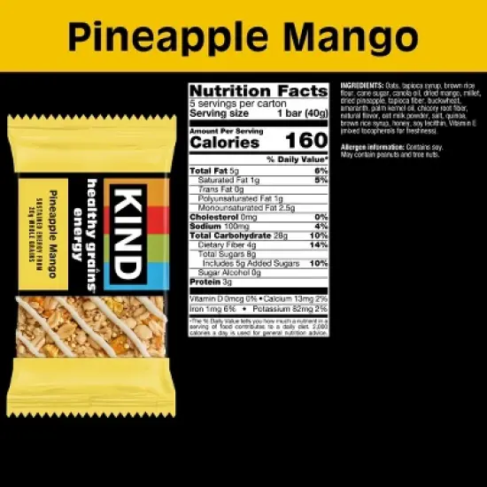 KIND Health Grains Energy Pineapple Mango Protein Bars - 5ct image {2}