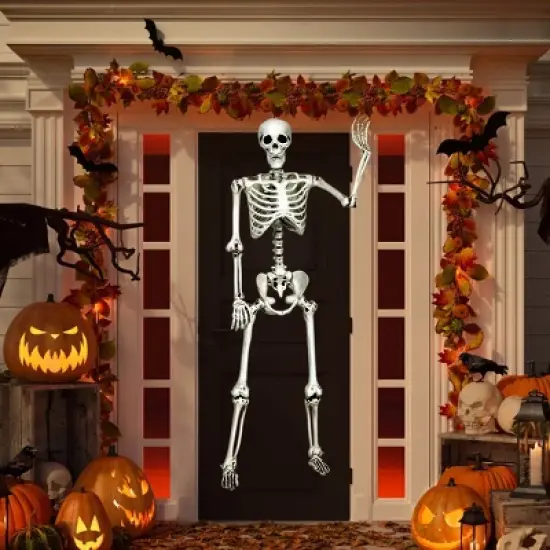 Costway Halloween Skeleton Life Size Realistic Full Body Hanging with Movable Joints image {5}