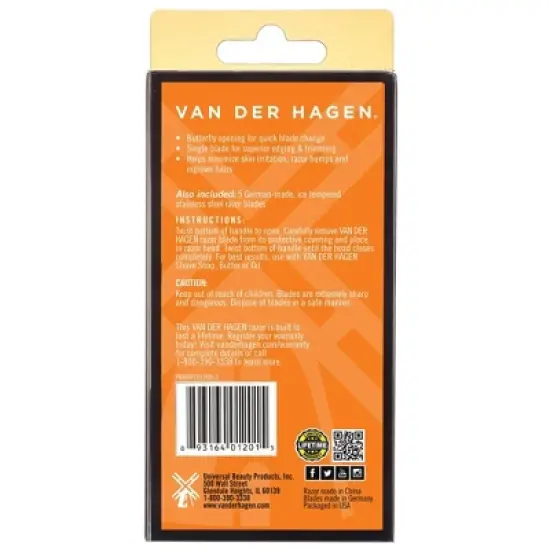 Van der Hagen 110 MM Traditional Gunmetal Safety Razor with Razor blades - 5pk image {3}