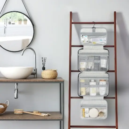 PAVILIA Hanging Toiletry Bag Travel Women Men, Foldable Cosmetic Organizer, Water Resistant Makeup Accessories Essentials Kit image {6}