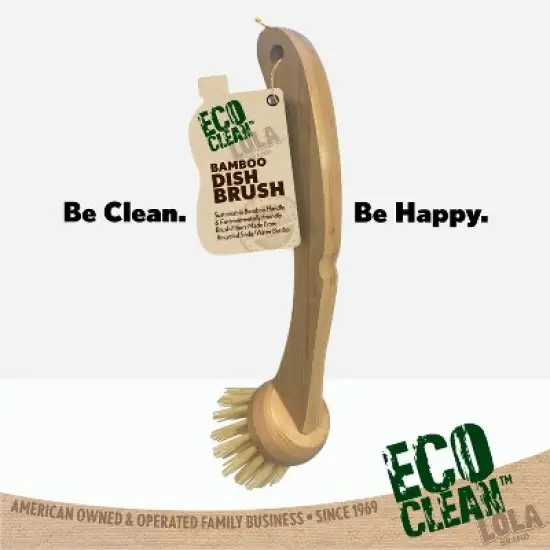 Lola Products Eco Clean Bamboo Dish Brush, Multi Purpose, Sustainable Ergonomic Renewable Bamboo Handle, Fibers are Recycled Soda/Water Bottles - 1 CT image {5}