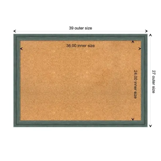 39"x27" Upcycled Wood Frame Natural Cork Board Teal/Gray - Amanti Art image {9}