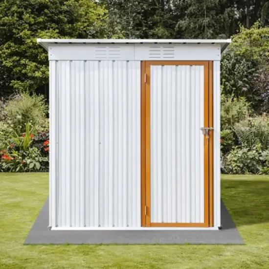 CAVINAS Outdoor Storage Shed With Lockable Doors Galvanized Metal Garden Shed for Patio image {7}