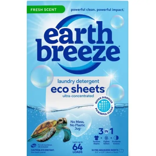 Earth Breeze Laundry Detergent Sheets - Fresh Scent Eco Sheets - 32ct - 64 Loads image {10}