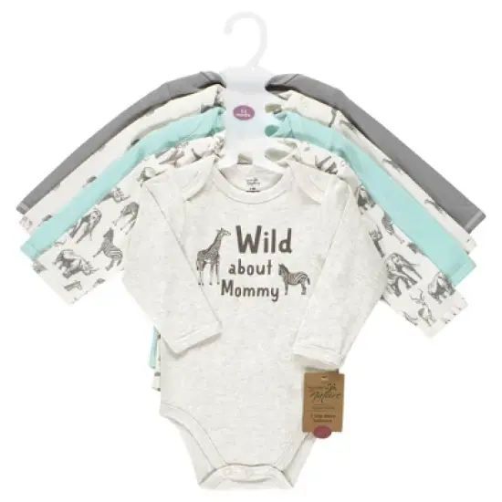 Touched by Nature Organic Cotton Long-Sleeve Bodysuits, Neutral Safari image {1}