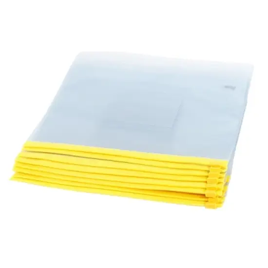 PiccoCasa Office Plastic Zipper Closure A5 Paper File Storage Folder Yellow 12Pcs image {6}