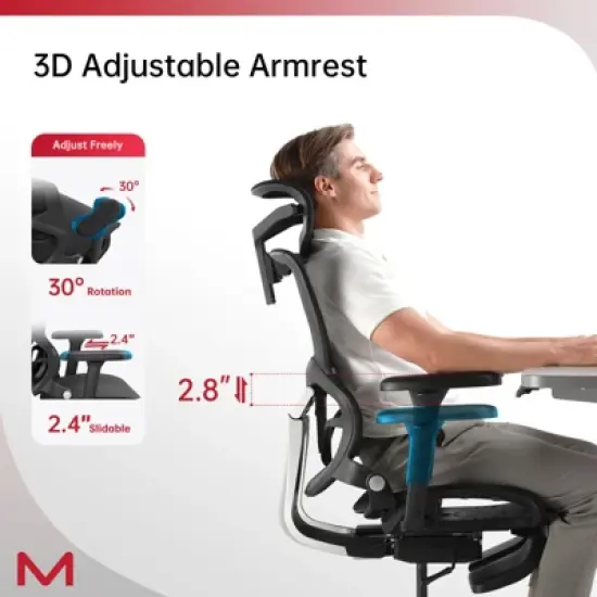 UNISOAR Executive Office Chair Smart Adaptive Backrest Mesh Chair for Gaming, Home image {4}