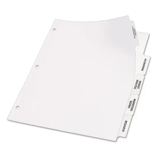 Avery Index Maker Print & Apply Clear Label Dividers w/White Tabs 5-Tab Letter 11490 image {3}