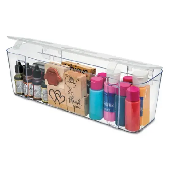 Deflecto Stackable Caddy Organizer, Large, White, 13.24" x 4" x 4.38" image {7}