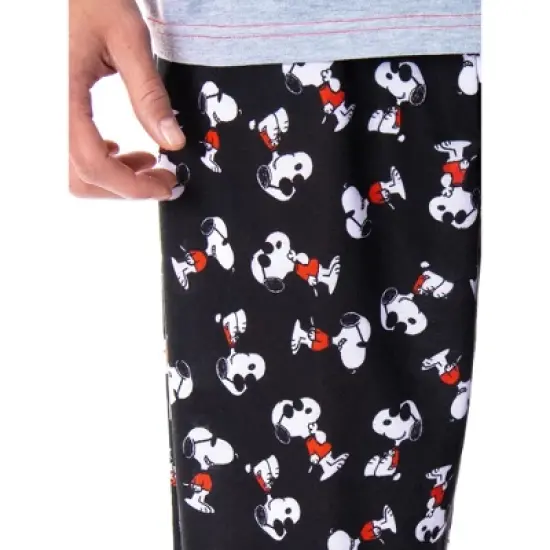 Peanuts Men's Joe Cool Snoopy Pajamas Raglan Shirt And Pant 2 PC Pajama Set image {3}