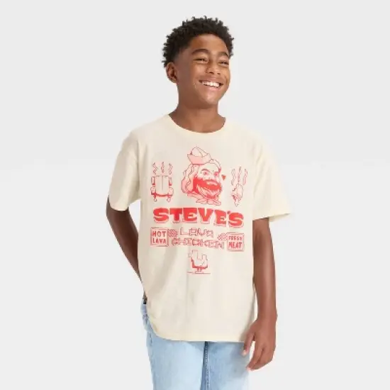 Boys' Minecraft Lava Chicken Oversized Short Sleeve Graphic T-Shirt - Cream image {4}