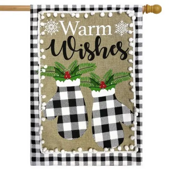 Briarwood Lane Checkered Mittens Burlap Winter House Flag Warm Wi image {1}