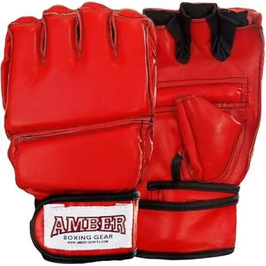 Amber Fight Gear Premium Leather Grappling Gloves &ndash; Enhanced Grip, Wrist Support, Breathable Comfort for MMA & Clinch Fighting, Red, Small" image {1}