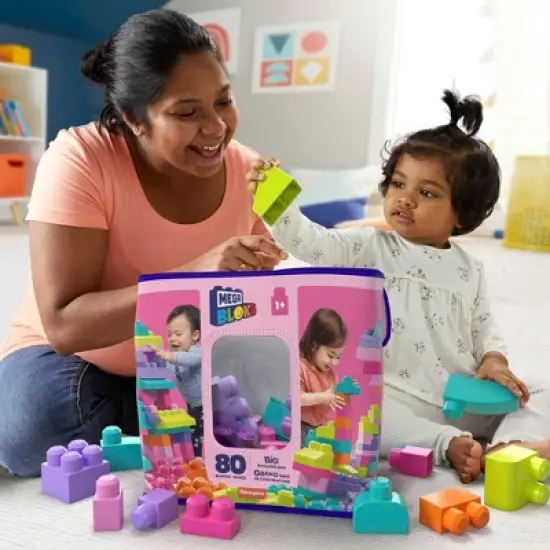 MEGA BLOKS Big Building Bag - Pink 80pcs image {5}