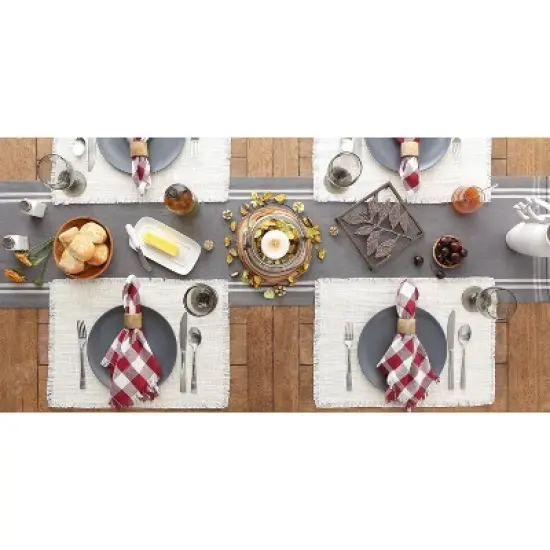 Design Imports Cream Sugar Basket Fringe Placemat Set/4 image {4}