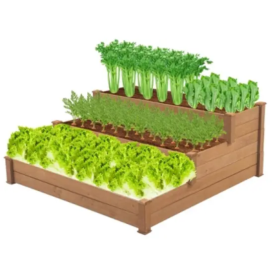 3 Tier Wooden Raised Garden Bed, Outdoor Elevated Flower Box, Raised Garden Bed Vegetables Growing Planter for Backyard Patio image {6}