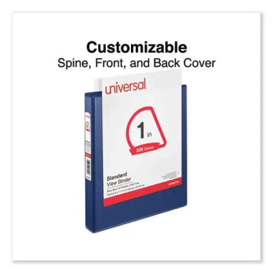 Universal Slant D-Ring View Binder, 3 Rings, 1" Capacity, 11 x 8.5, Navy Blue image {5}